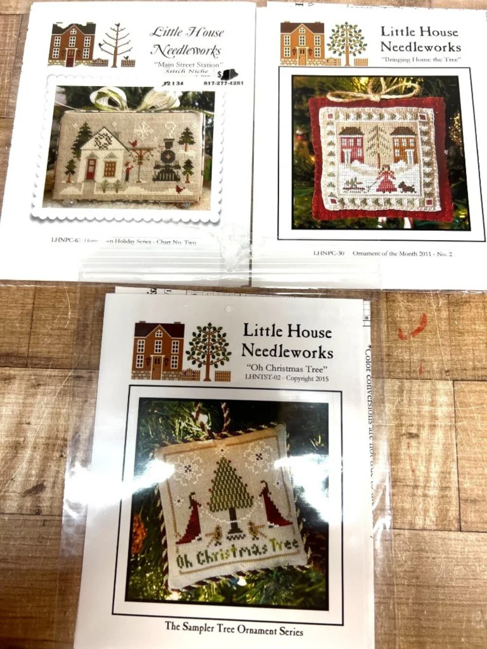 Little House Needleworks Cross Stitch Patterns Set Of 3 Featuring Holiday & Orna